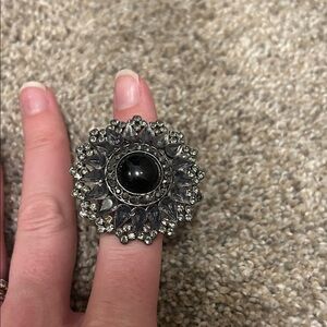 Elegant Black and Silver Statement Ring